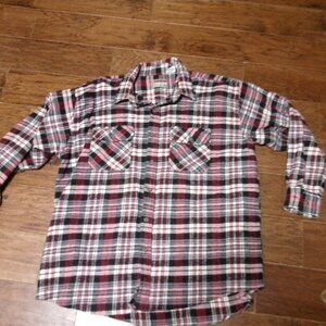 MENS FLANNEL 2 XL WINTER RUN BLACK WHITE RED USA HEAVY DUTY FLANNEL